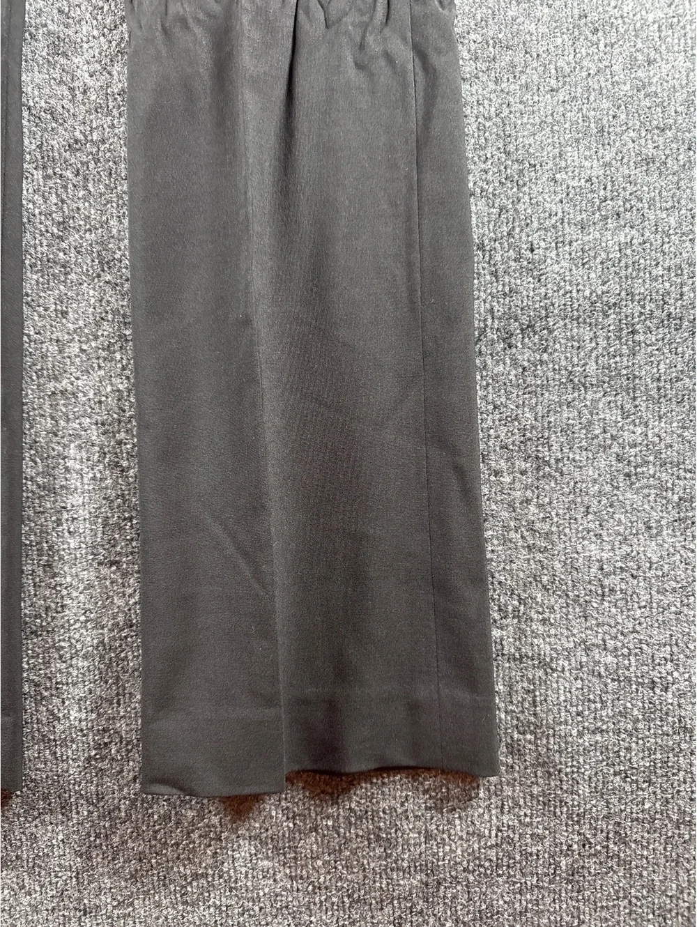 Black Dress Pants with Flared Legs and Gathered Knee Detail